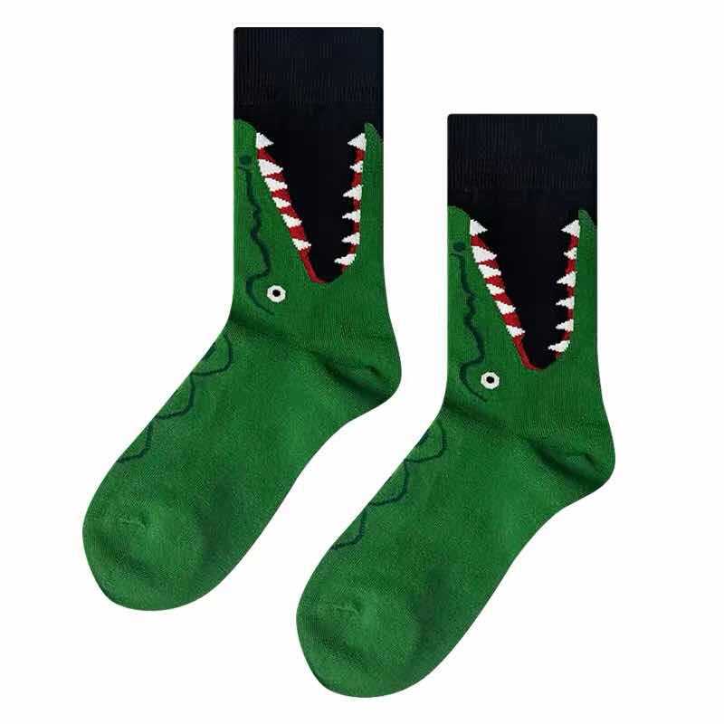 2020 Male Street Green Crocodile Stockings Ins Wind Tide Cartoon Socks Sporty Wholesale